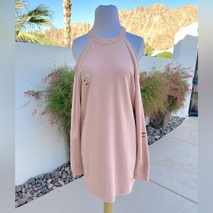 Soft Pink Distressed Ripped Sweater